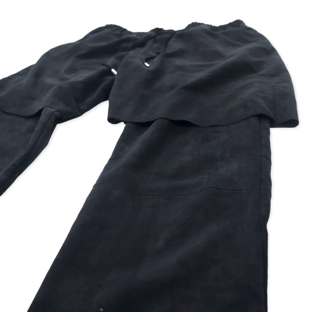 Sasquatch Fabrix, pantaloni a strati in finta pelle scamosciata, taglia M, neri, poliestere, 16AW-PA-007, Made in Japan