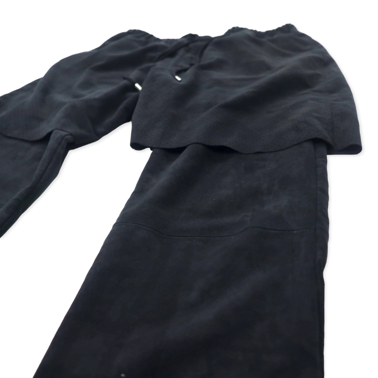 Sasquatch Fabrix, pantaloni a strati in finta pelle scamosciata, taglia M, neri, poliestere, 16AW-PA-007, Made in Japan