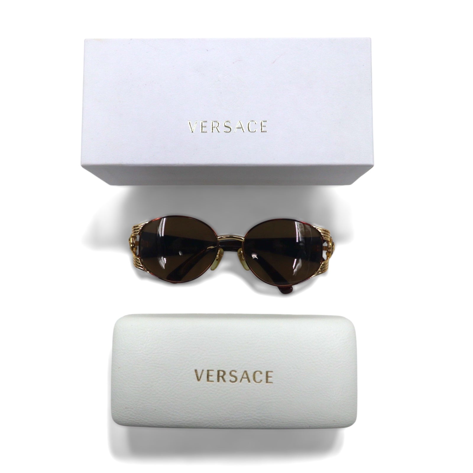 GIANNI VERSACE Vintage Made in Italy Medusa Occhiali da Sole Oro Tartarugato S64 31L