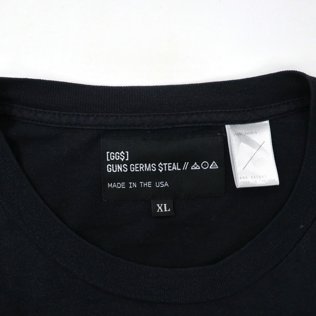 GUNS GERMS STEAL (GGS) T-shirt a maniche lunghe oversize XL, nera, in cotone, stampata, made in USA