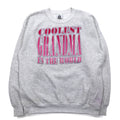 USA, anni '90, felpa stampata Lee, taglia XL, colore grigio, scritta "COOLEST GRANDMA IN THE WORLD"