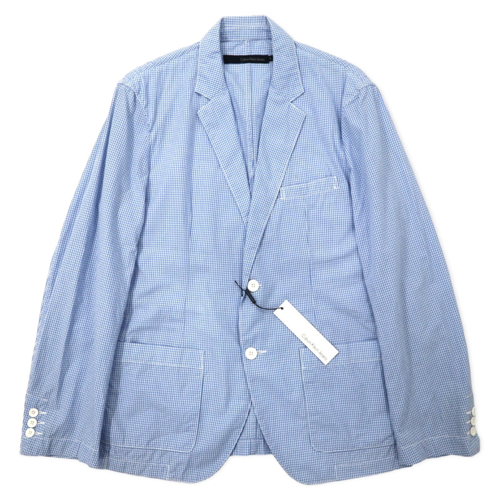 Calvin Klein Jeans Giacca sartoriale 2 bottoni gessata a quadri taglia L cotone blu, mai indossato
