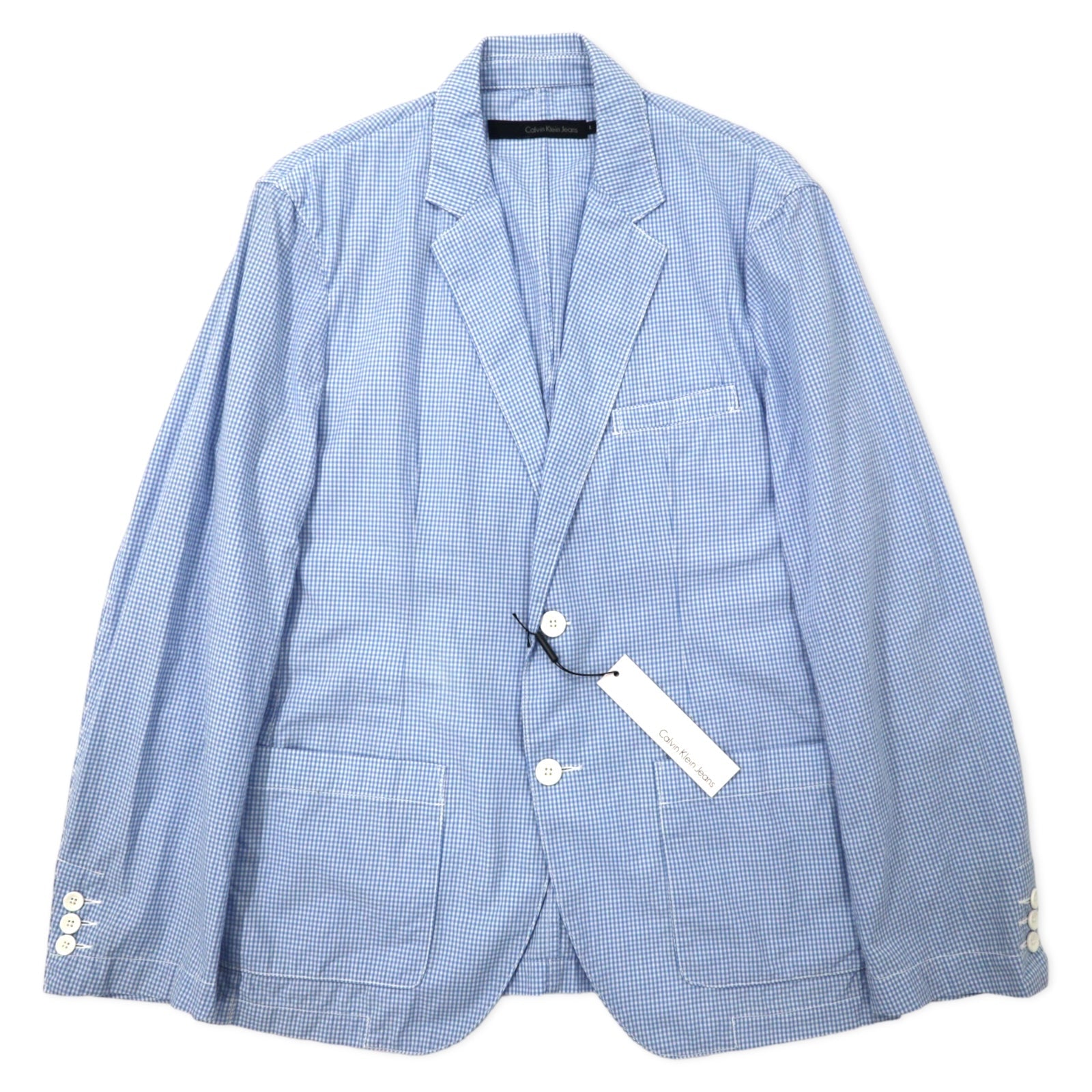 Calvin Klein Jeans Giacca sartoriale 2 bottoni gessata a quadri taglia L cotone blu, mai indossato