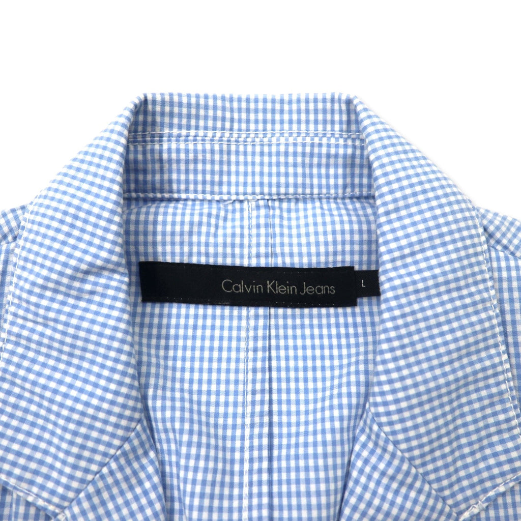 Calvin Klein Jeans Giacca sartoriale 2 bottoni gessata a quadri taglia L cotone blu, mai indossato