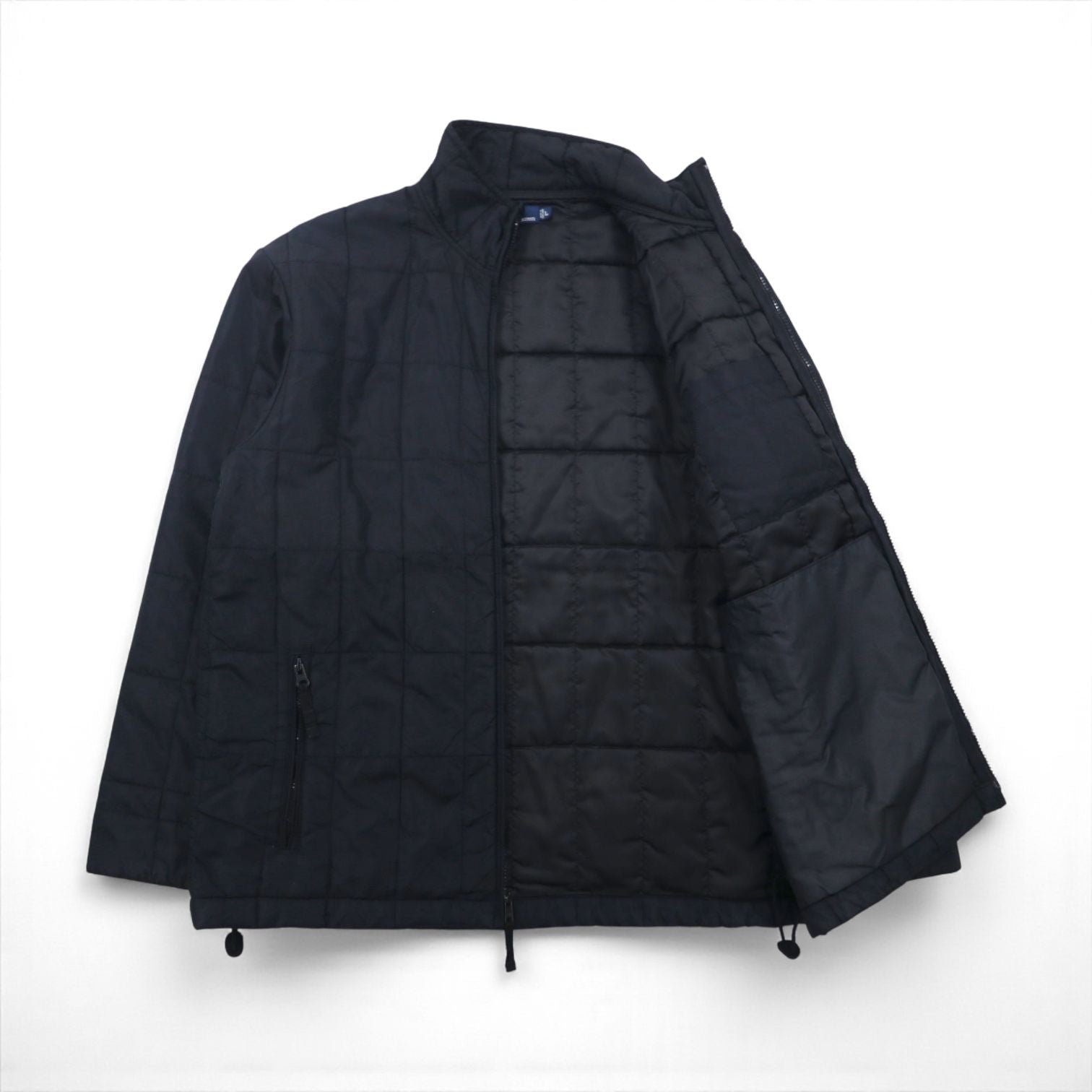 Polo Ralph Lauren 90年代 キルティングジャケット L ネイビー ナイロン 中綿 ドローコード スタンドカラー