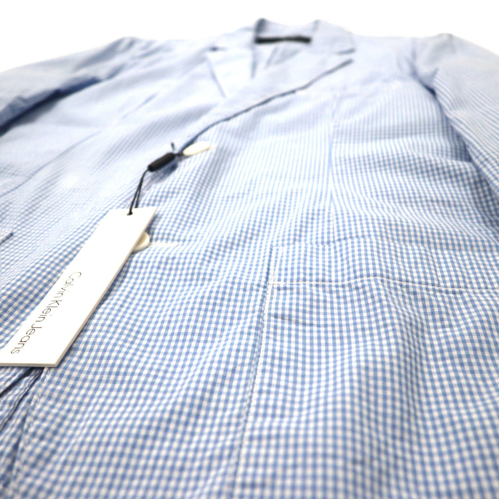 Calvin Klein Jeans Giacca sartoriale 2 bottoni gessata a quadri taglia L cotone blu, mai indossato