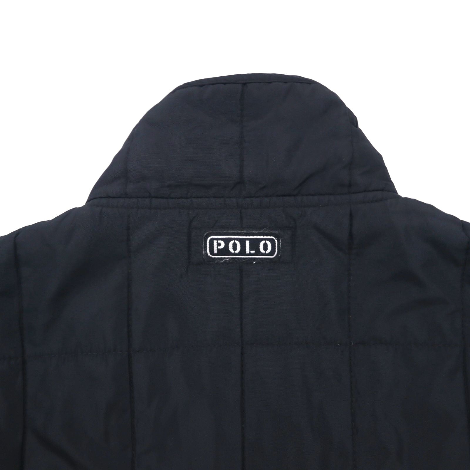 Polo Ralph Lauren 90年代 キルティングジャケット L ネイビー ナイロン 中綿 ドローコード スタンドカラー