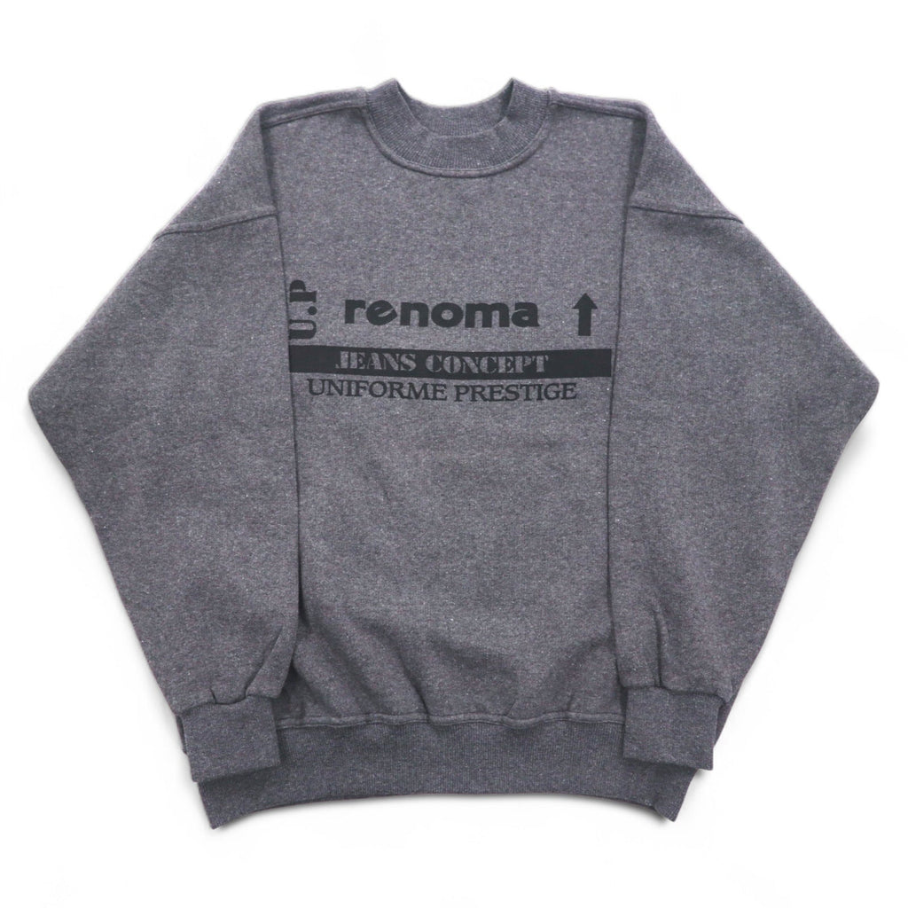 U.P renoma Made in Italy Anni '90 Felpa girocollo mock L Grigia Cotone Felpata