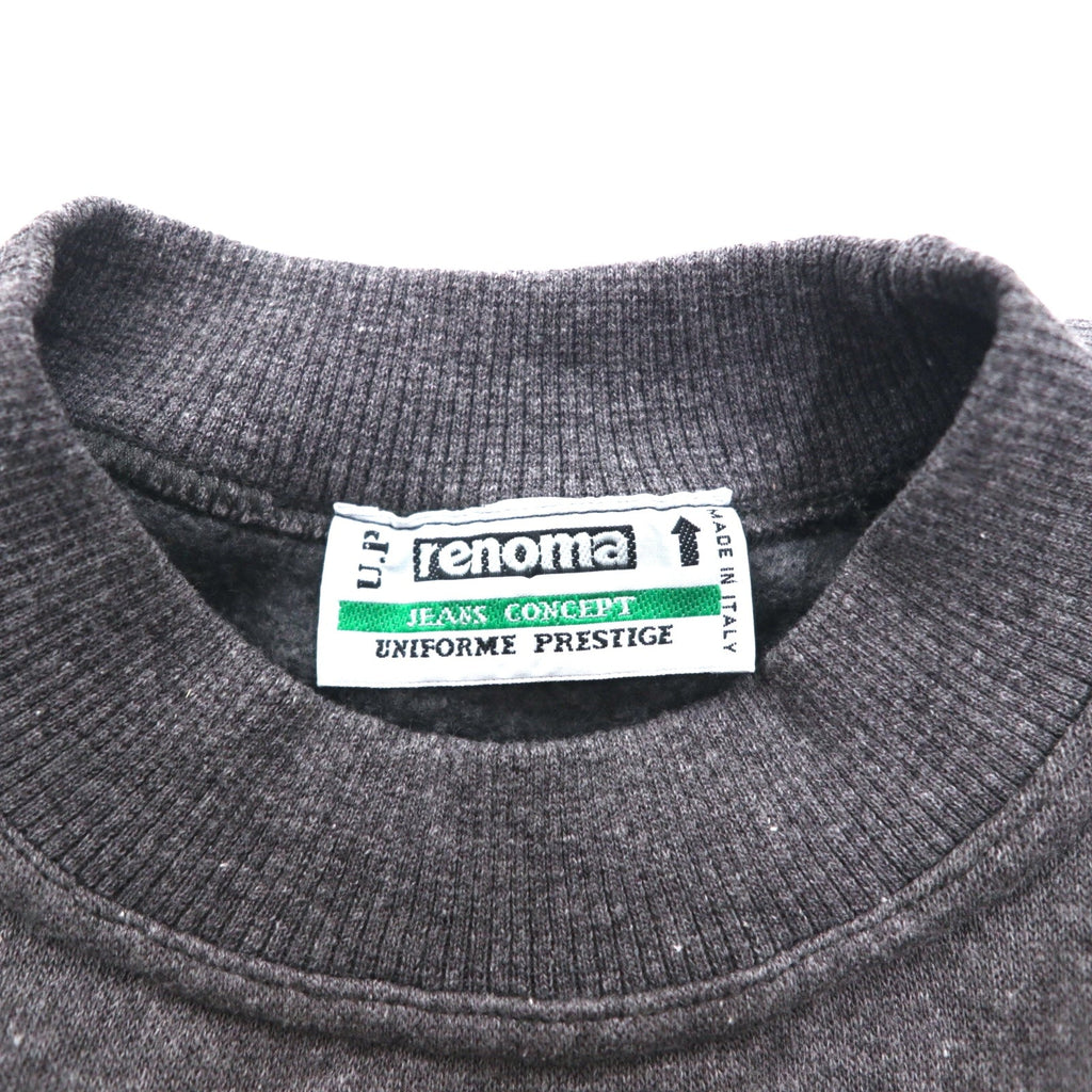 U.P renoma Made in Italy Anni '90 Felpa girocollo mock L Grigia Cotone Felpata