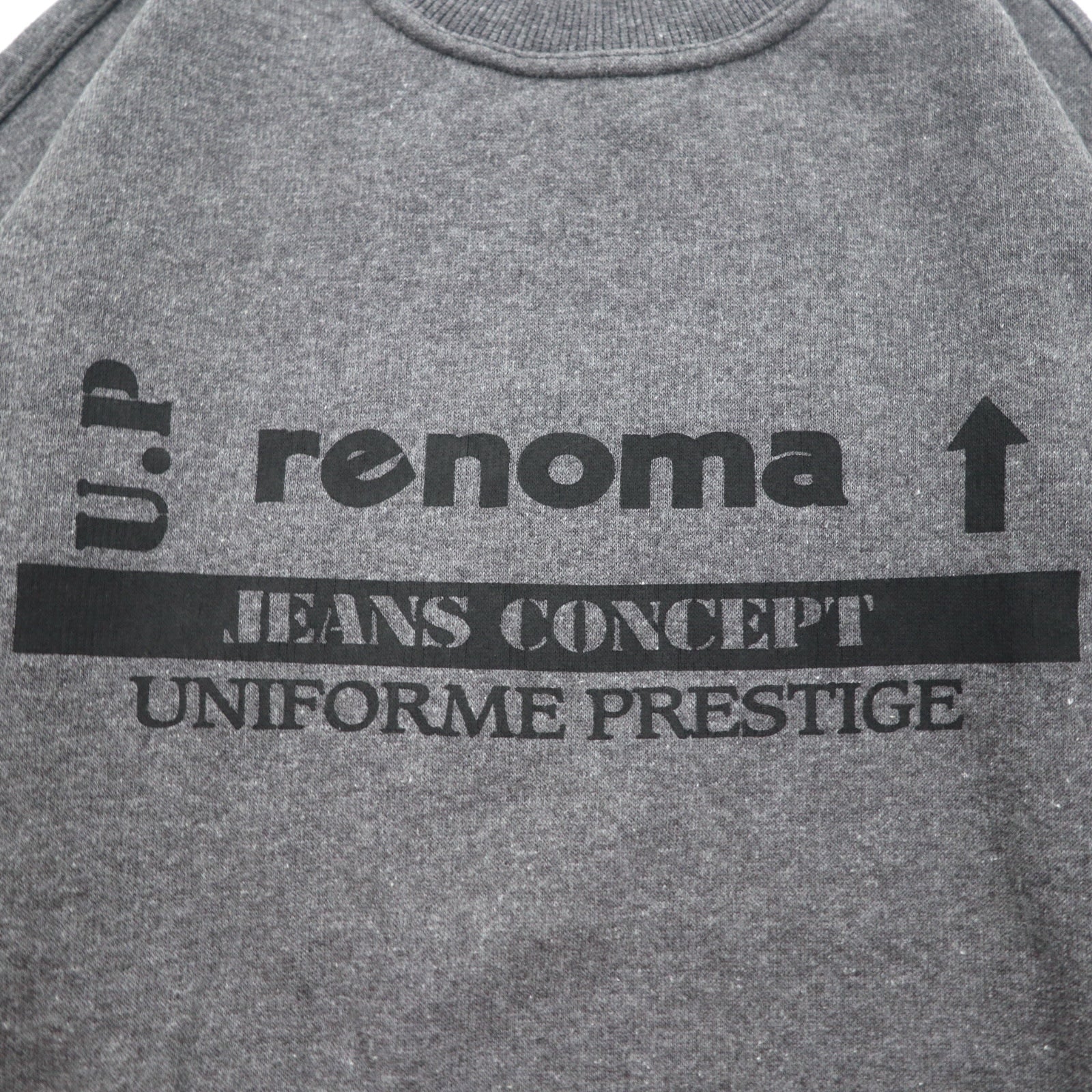 U.P renoma Made in Italy Anni '90 Felpa girocollo mock L Grigia Cotone Felpata