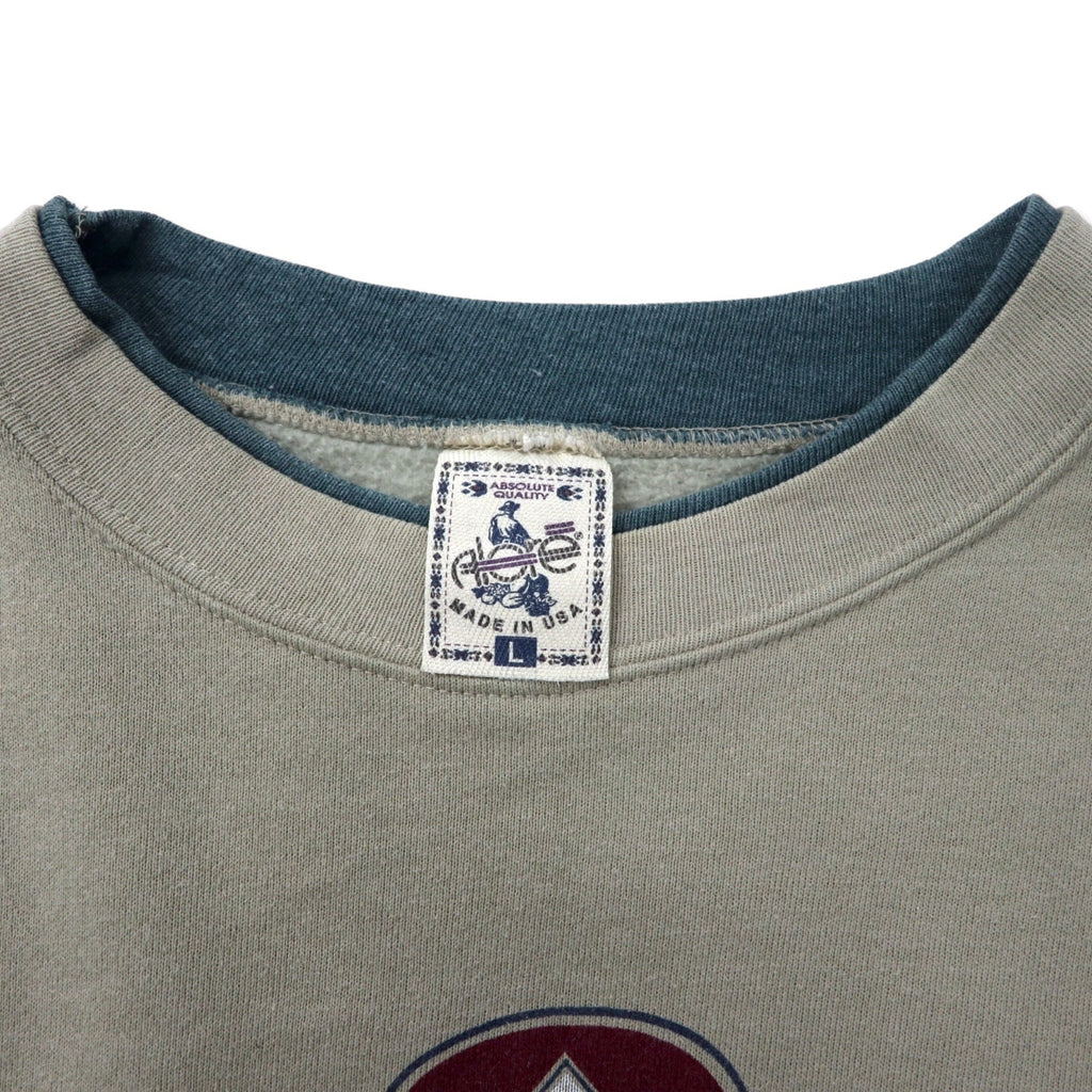 ALORE USA製 90年代 プリント スウェット L ベージュ グレー コットン 裏起毛 VAIL COLORADO