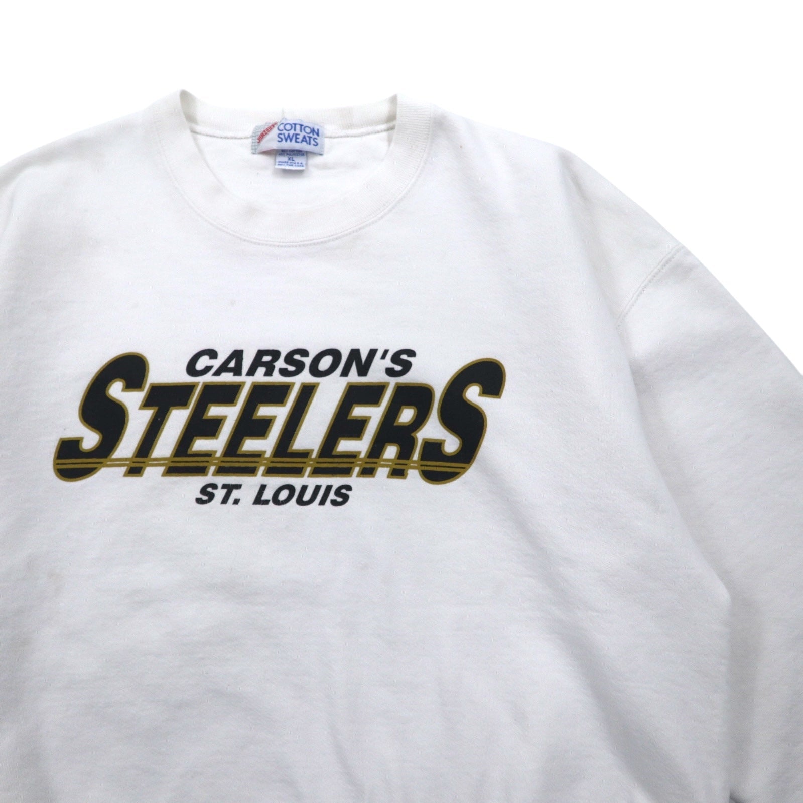 Felpa stampata in cotone JERZEES, anni '90, Made in USA, taglia XL, colore bianco, motivo CARSON'S STEELERS