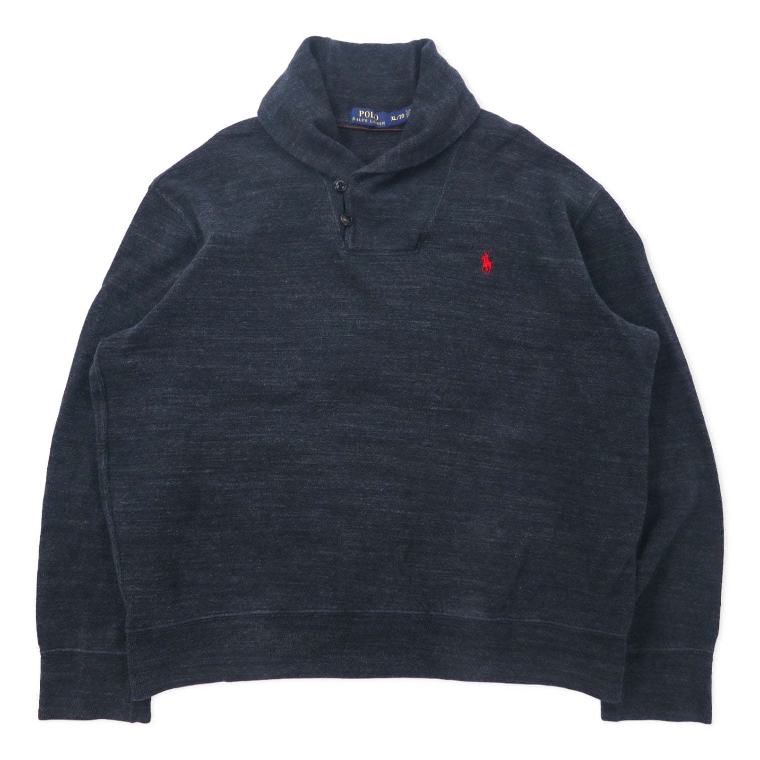 POLO RALPH LAUREN felpa con collo a scialle XL grigia cotone con ricamo piccolo pony