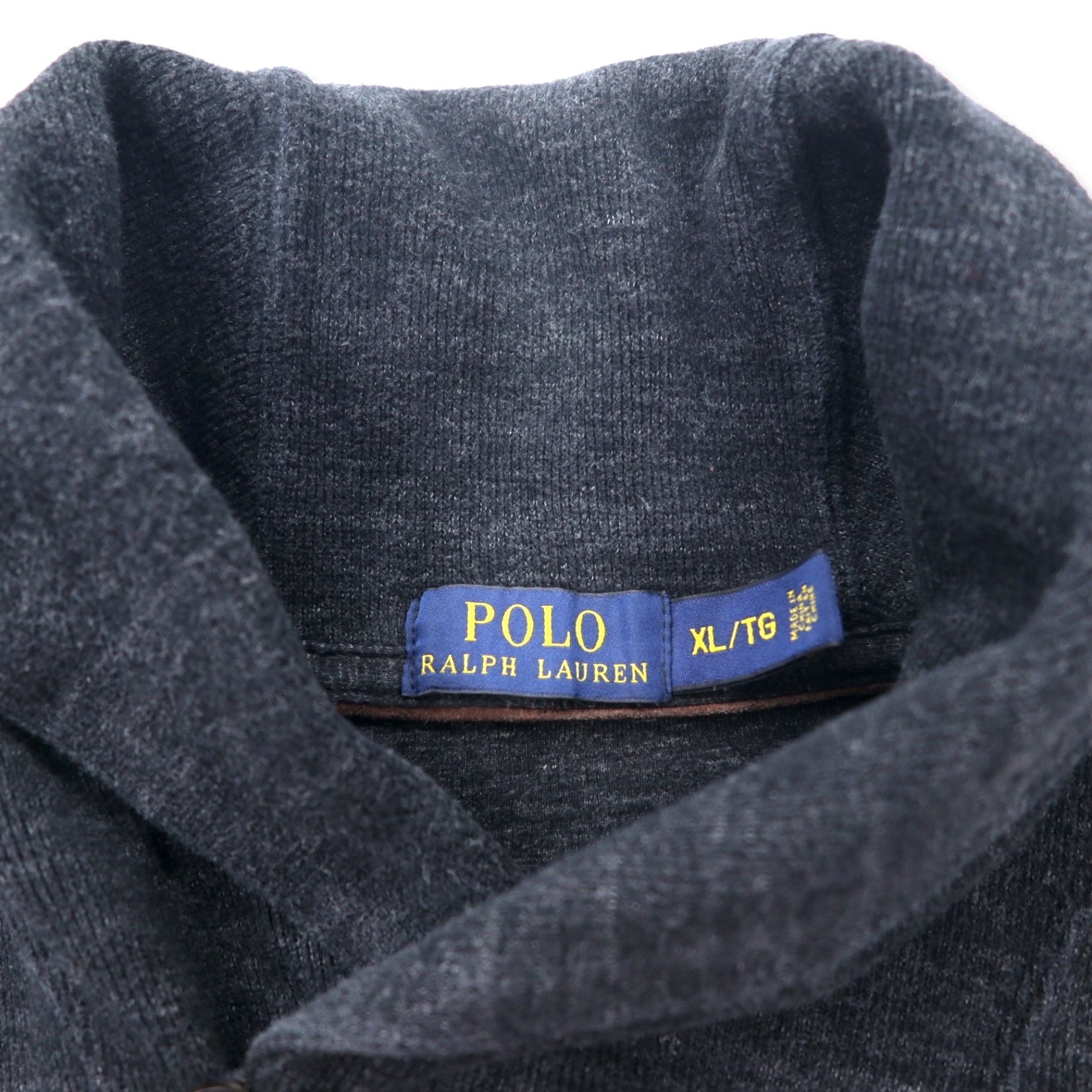 POLO RALPH LAUREN felpa con collo a scialle XL grigia cotone con ricamo piccolo pony