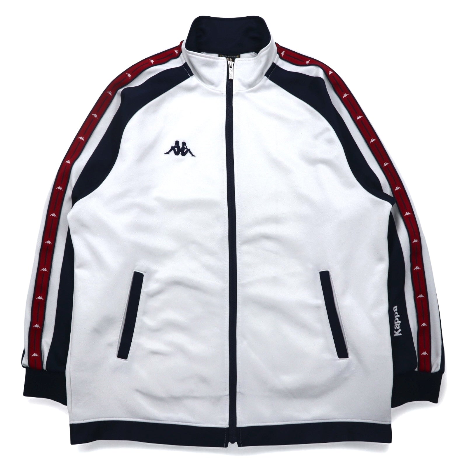 Kappa tuta sportiva anni '90, giacca da pista M, bianca, in poliestere, con strisce laterali, made in Japan