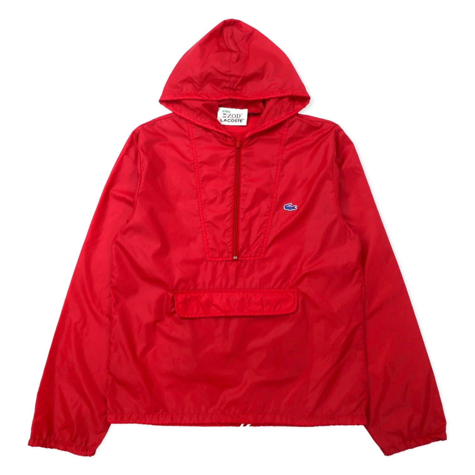 IZOD LACOSTE anni '80, etichetta "filo avvolto", giacca a vento anorak, taglia S, colore rosso, in nylon, ripiegabile