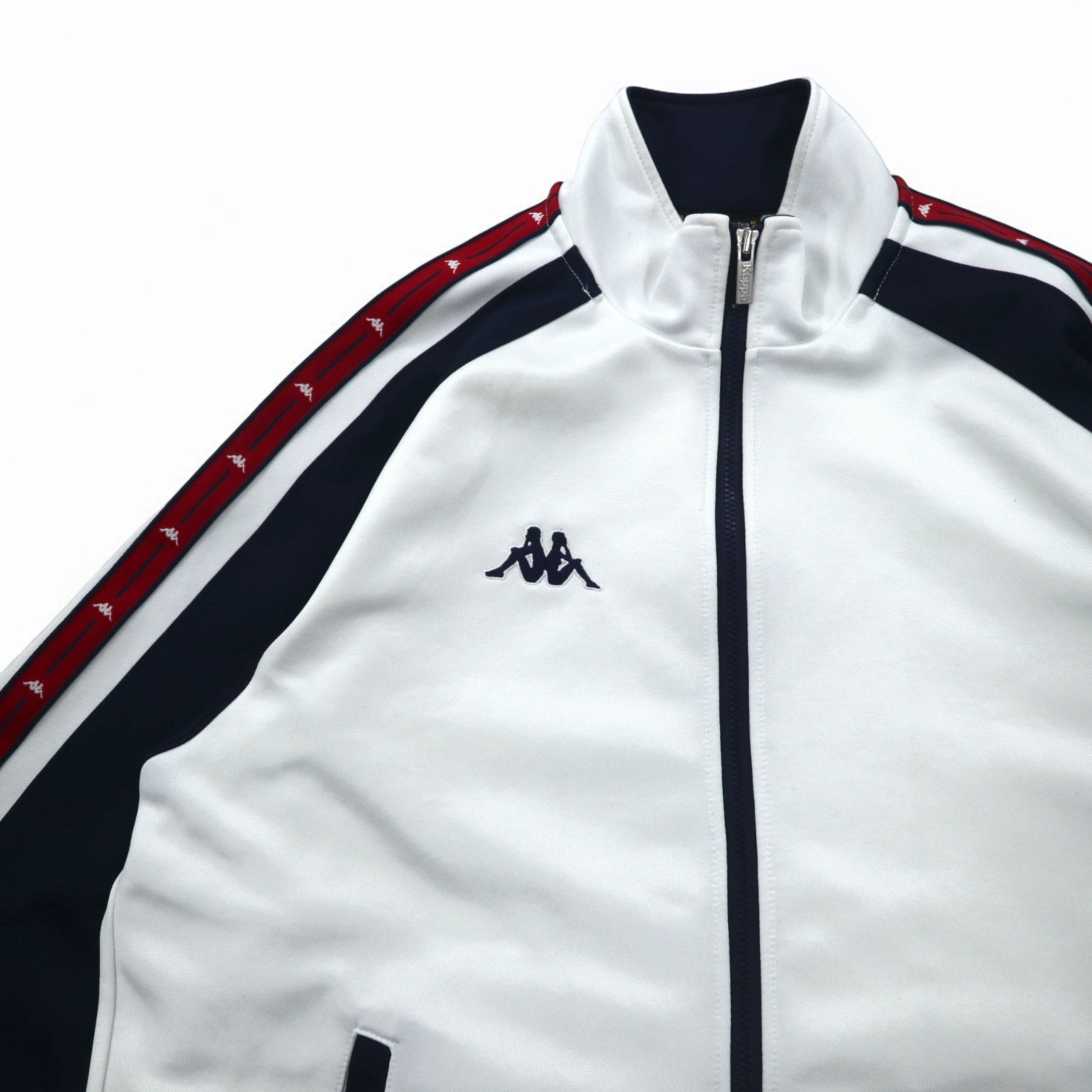 Kappa tuta sportiva anni '90, giacca da pista M, bianca, in poliestere, con strisce laterali, made in Japan