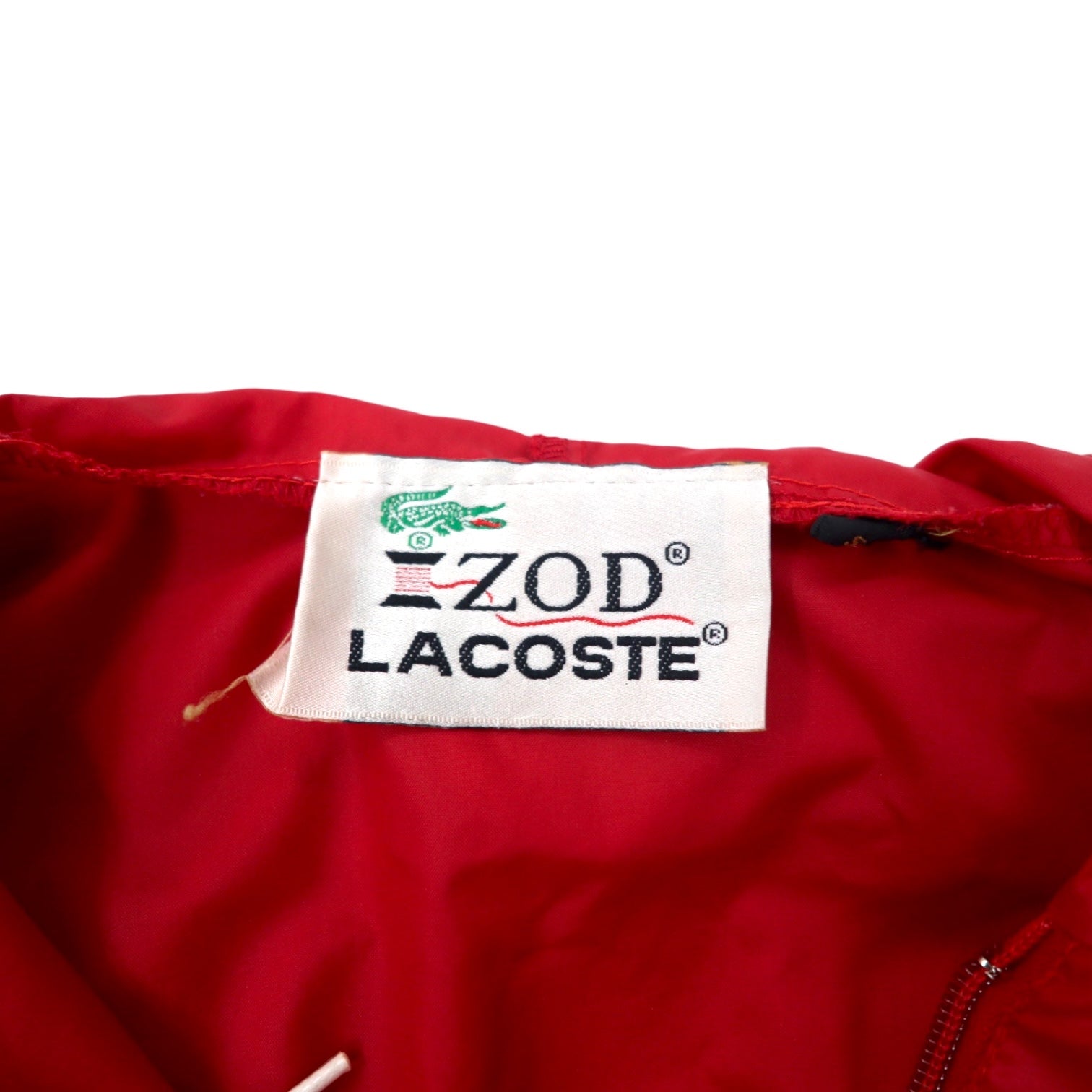 IZOD LACOSTE anni '80, etichetta "filo avvolto", giacca a vento anorak, taglia S, colore rosso, in nylon, ripiegabile