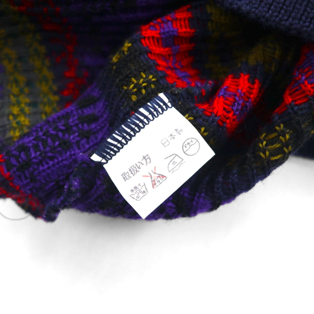 Japan Vintage 90s Jacquard Knit Sweater ジャガード デザインニット セーター XL 総柄 Vネック MERDOVER 90年代 日本製