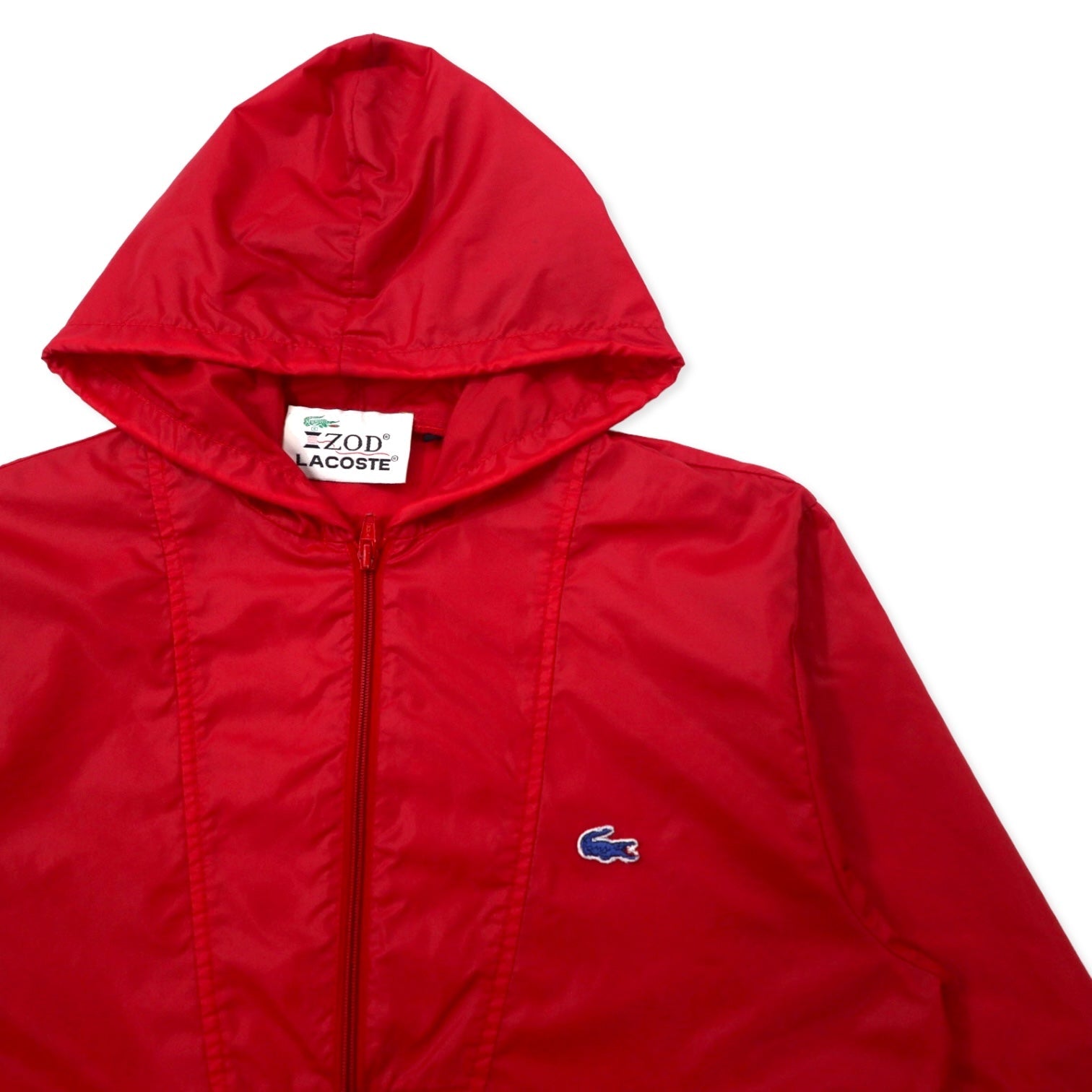 IZOD LACOSTE anni '80, etichetta "filo avvolto", giacca a vento anorak, taglia S, colore rosso, in nylon, ripiegabile