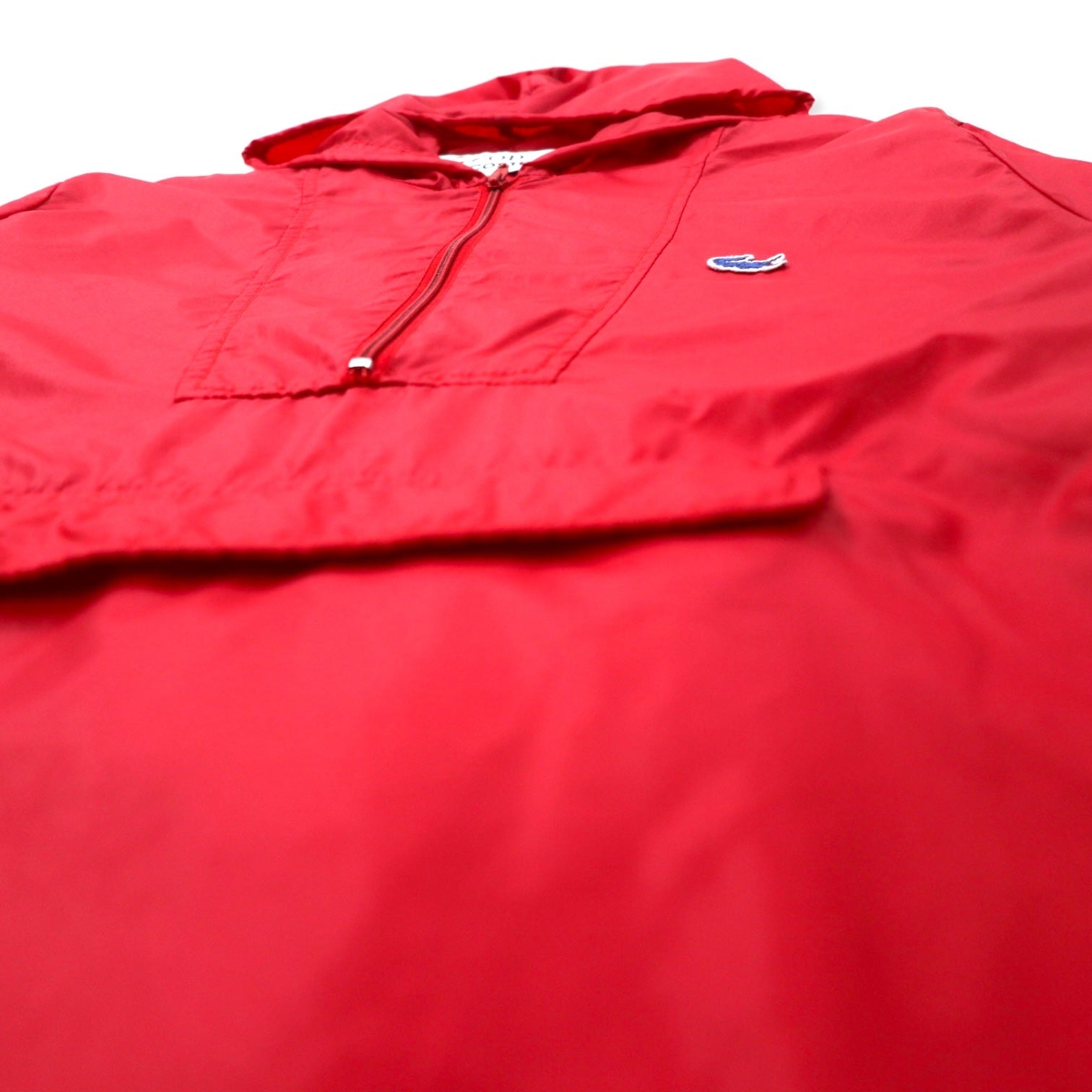 IZOD LACOSTE anni '80, etichetta "filo avvolto", giacca a vento anorak, taglia S, colore rosso, in nylon, ripiegabile