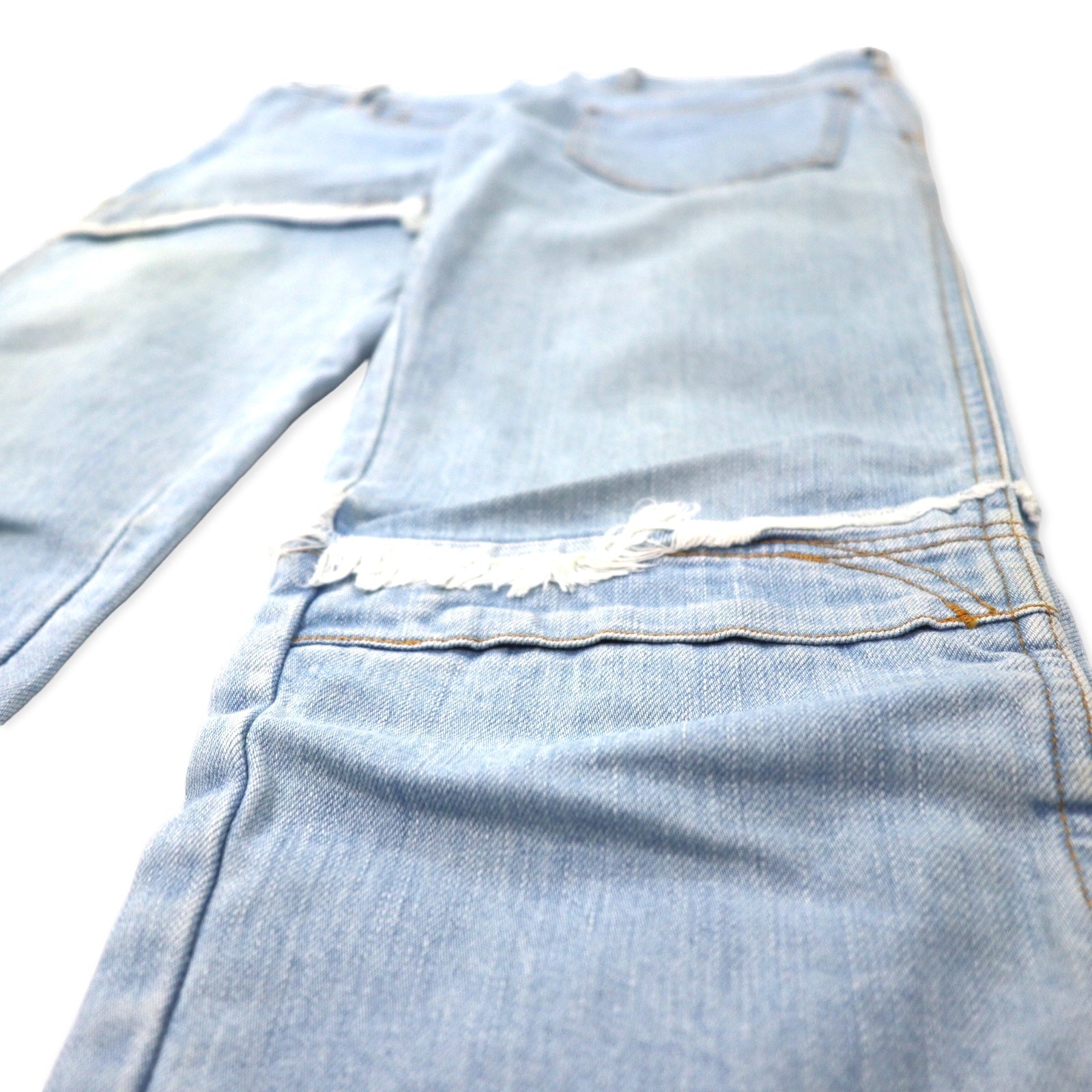 whowhat Pantaloni in denim Puzzle S Blu Cotone Stretch Ricostruiti Rielaborati Fabbricato in Giappone