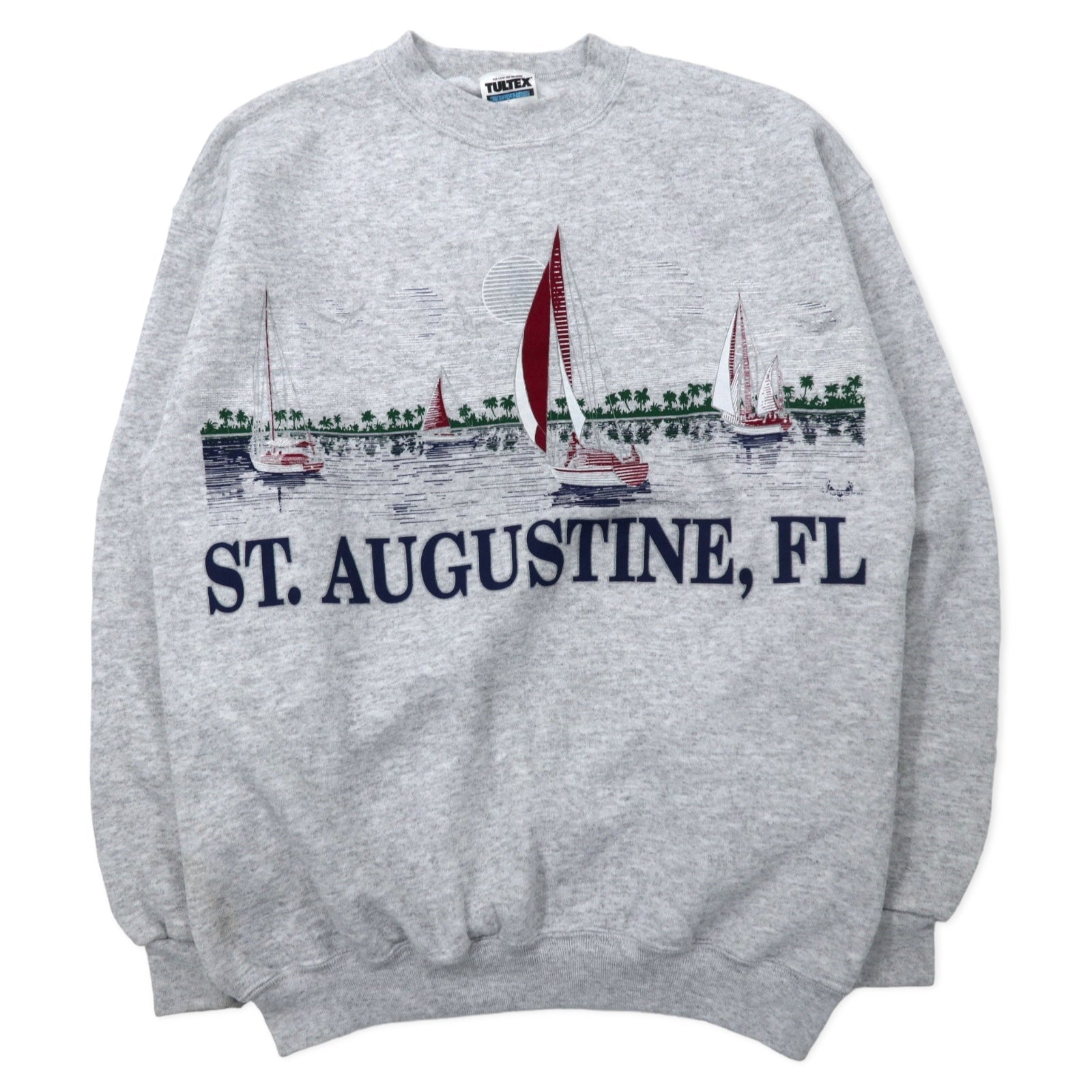 Felpa TULTEX anni '90 stampa M grigia cotone felpata internamente ST. AUGUSTINE FL made in Mexico