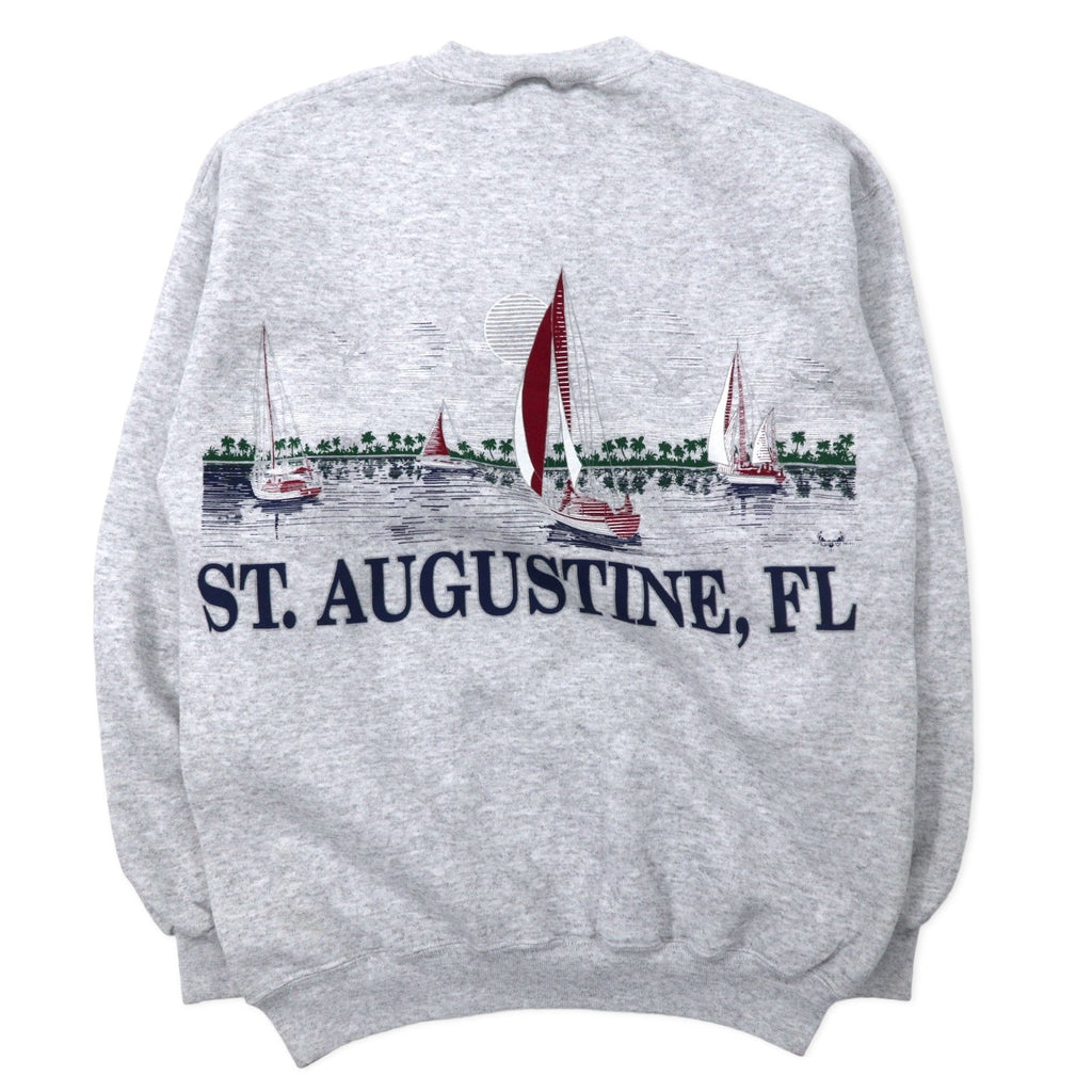 TULTEX 90年代 プリント スウェット M グレー コットン 裏起毛 ST. AUGUSTINE FL メキシコ製