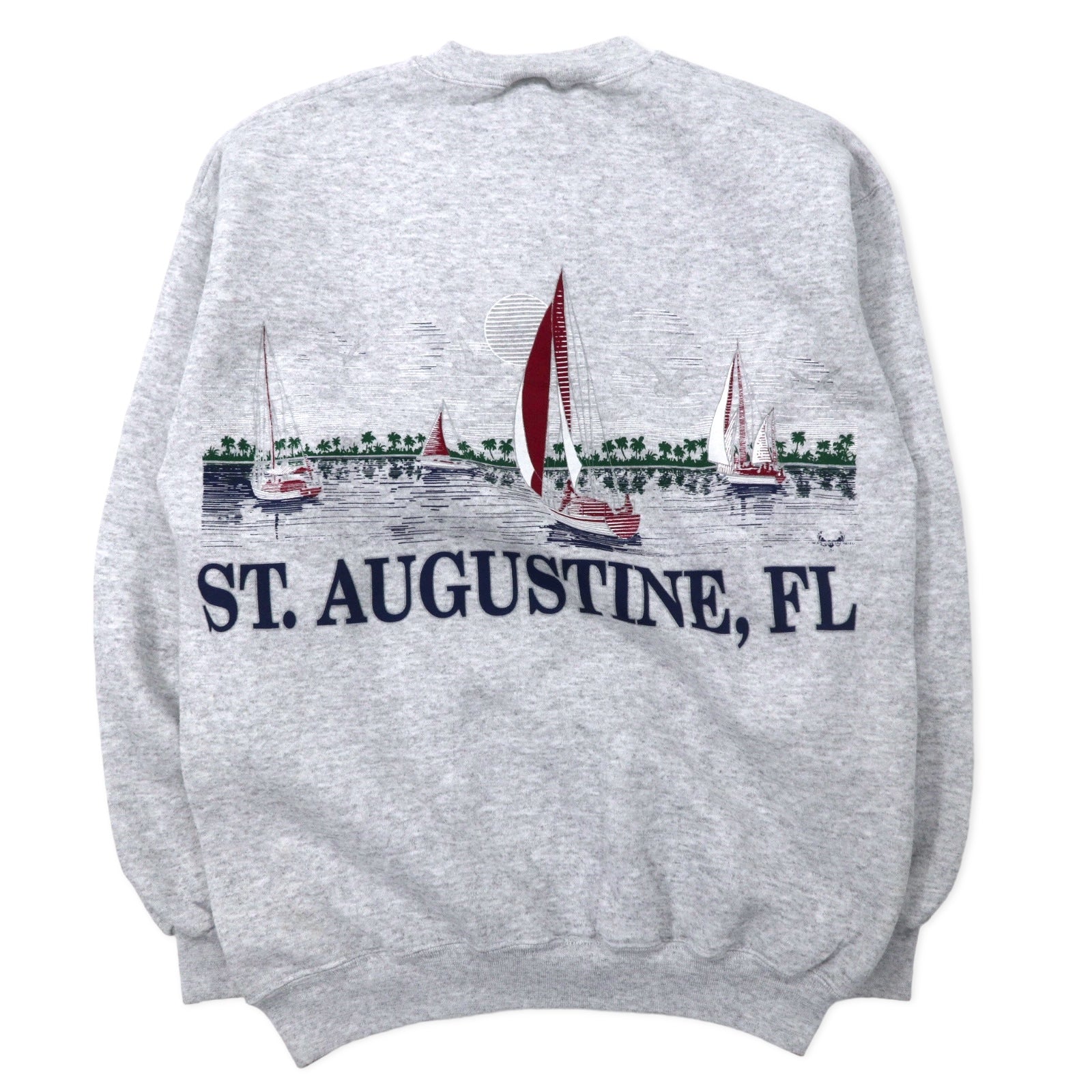 Felpa TULTEX anni '90 stampa M grigia cotone felpata internamente ST. AUGUSTINE FL made in Mexico