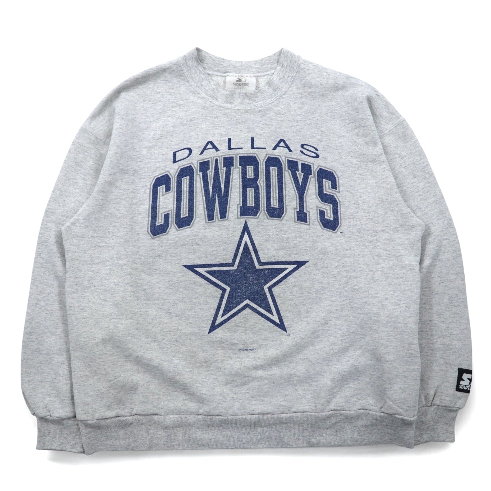 STARTER Made in USA Anni '90 NFL Felpa stampata L Grigio DALLAS COWBOYS Logo ad arco