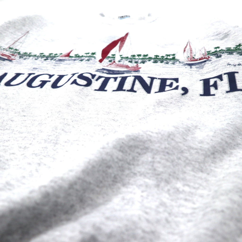 TULTEX 90年代 プリント スウェット M グレー コットン 裏起毛 ST. AUGUSTINE FL メキシコ製