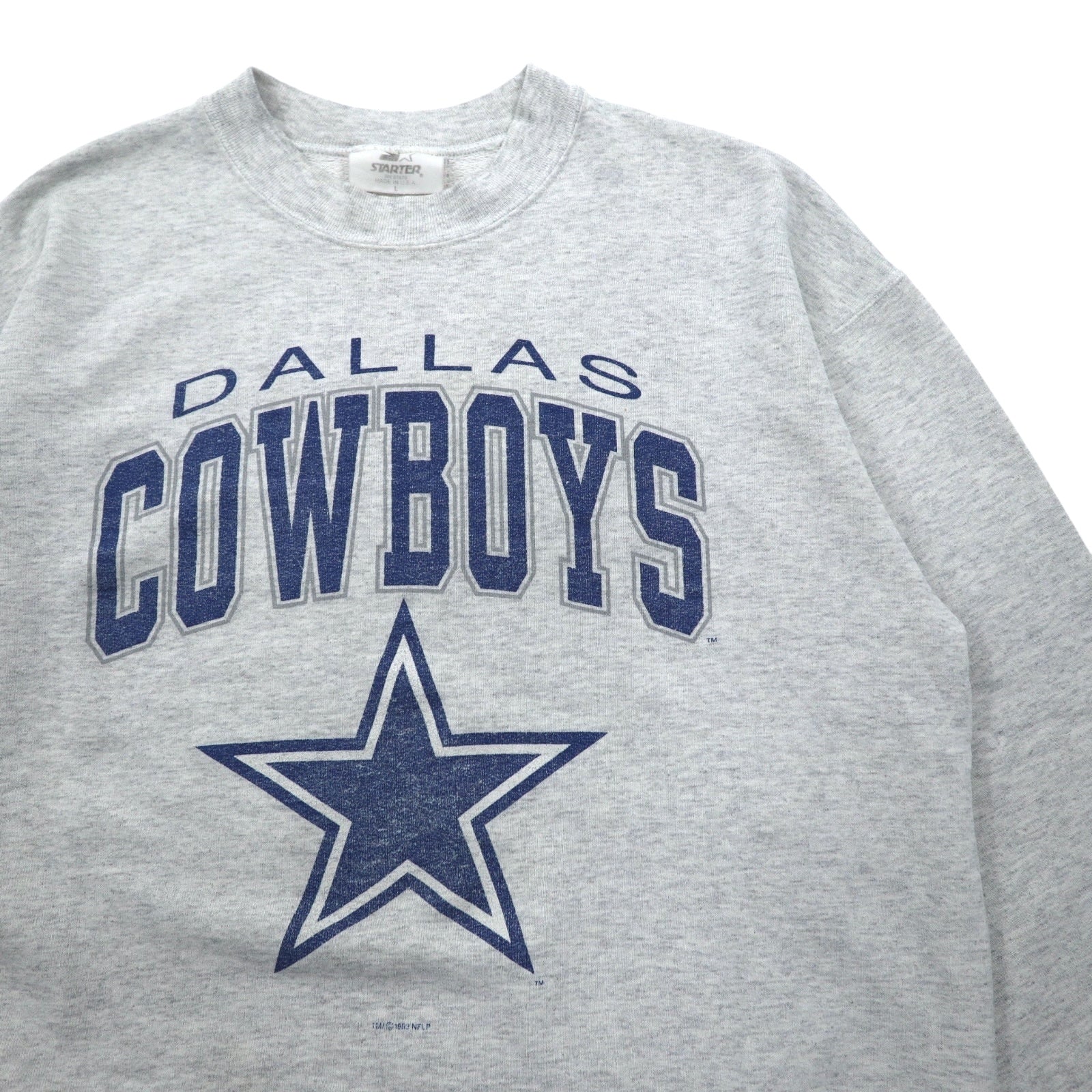 STARTER Made in USA Anni '90 NFL Felpa stampata L Grigio DALLAS COWBOYS Logo ad arco