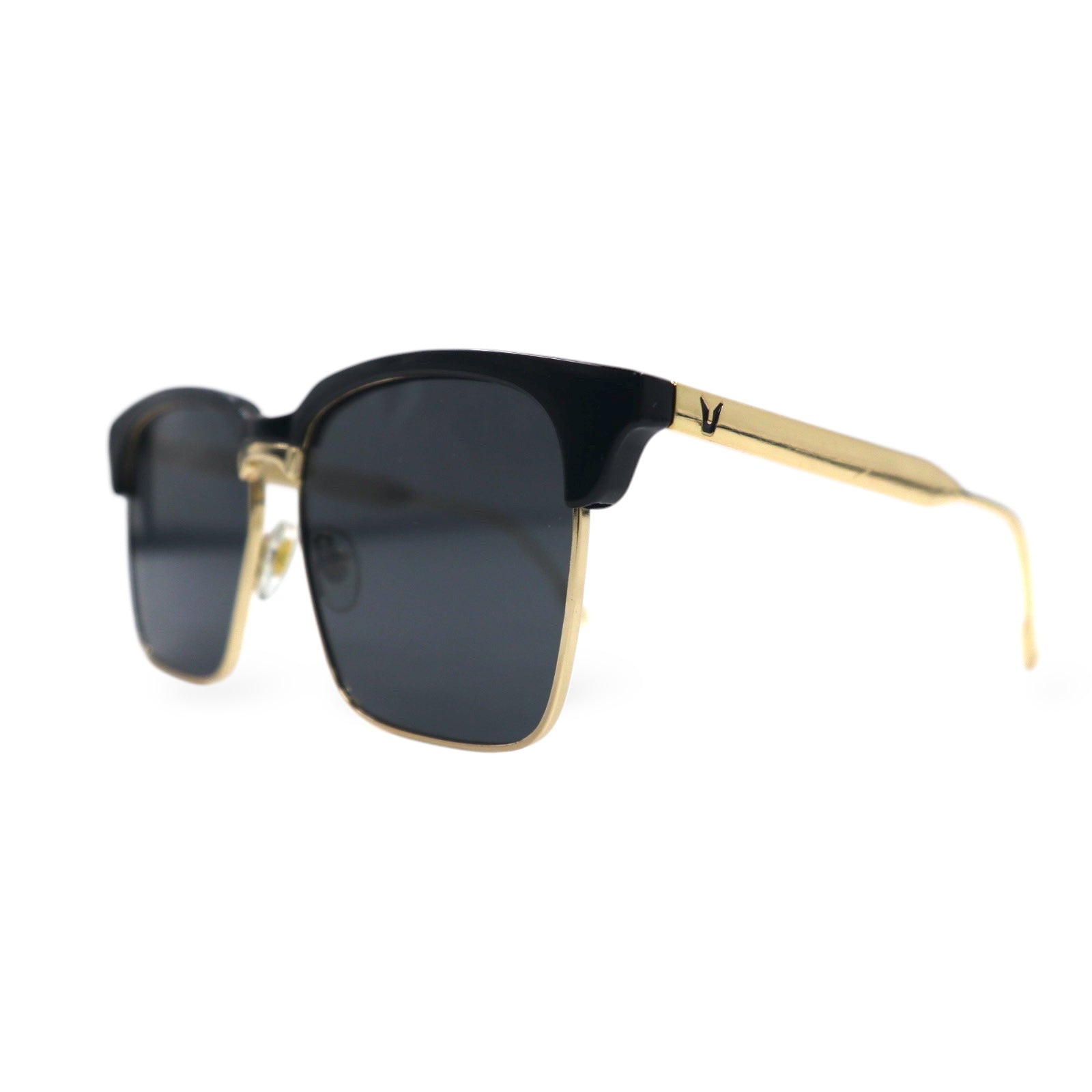 GENTLE MONSTER Occhiali da sole, semi-rimless, Clubmaster, quadrati, nero, oro 2017 55◻︎15-139