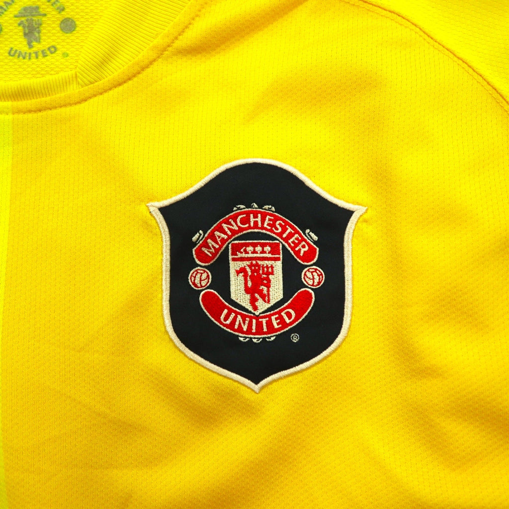 NIKE Anni 2000 Manchester United Maglia da Gioco Calcio Uniforme Maglia a Maniche Lunghe L Giallo DRI-FIT