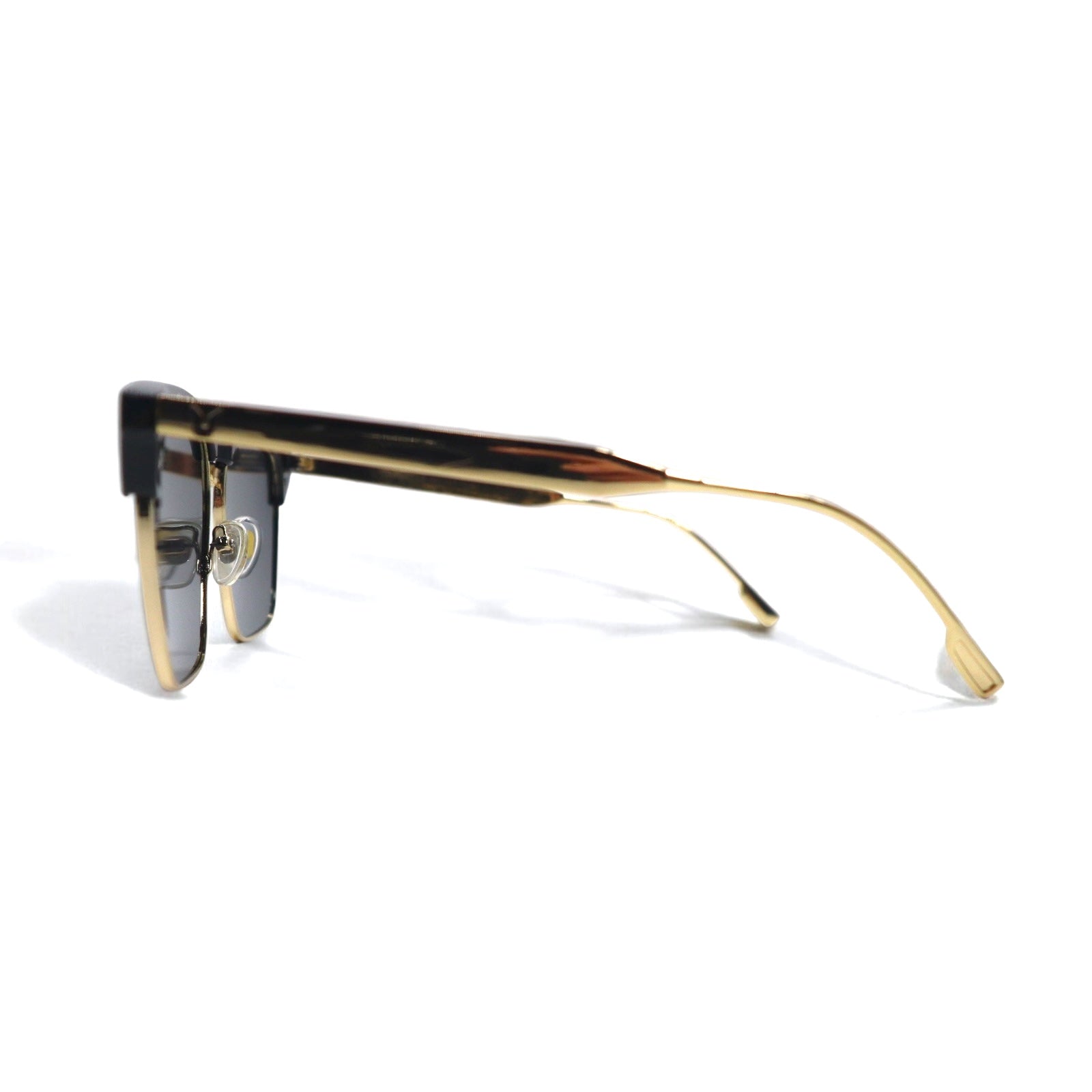 GENTLE MONSTER Occhiali da sole, semi-rimless, Clubmaster, quadrati, nero, oro 2017 55◻︎15-139