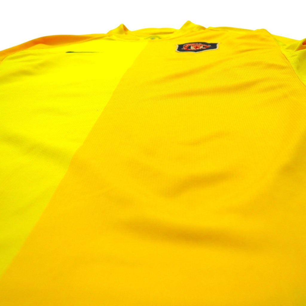NIKE Anni 2000 Manchester United Maglia da Gioco Calcio Uniforme Maglia a Maniche Lunghe L Giallo DRI-FIT