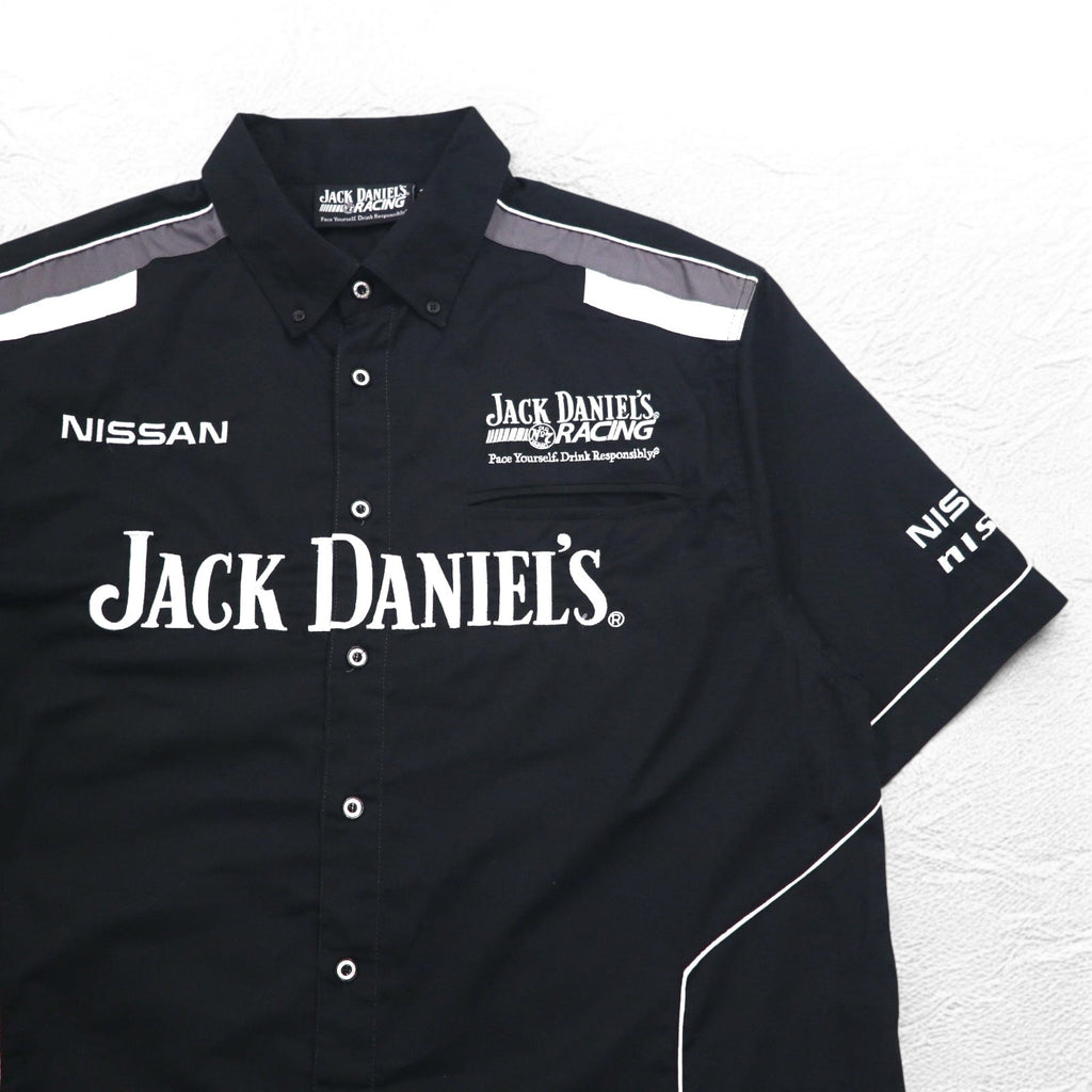 JACK DANIEL'S RACING Jack Daniel's Maglietta a Maniche Corte Racing 2XL Nera Logo Fronte/Retro Ricamato