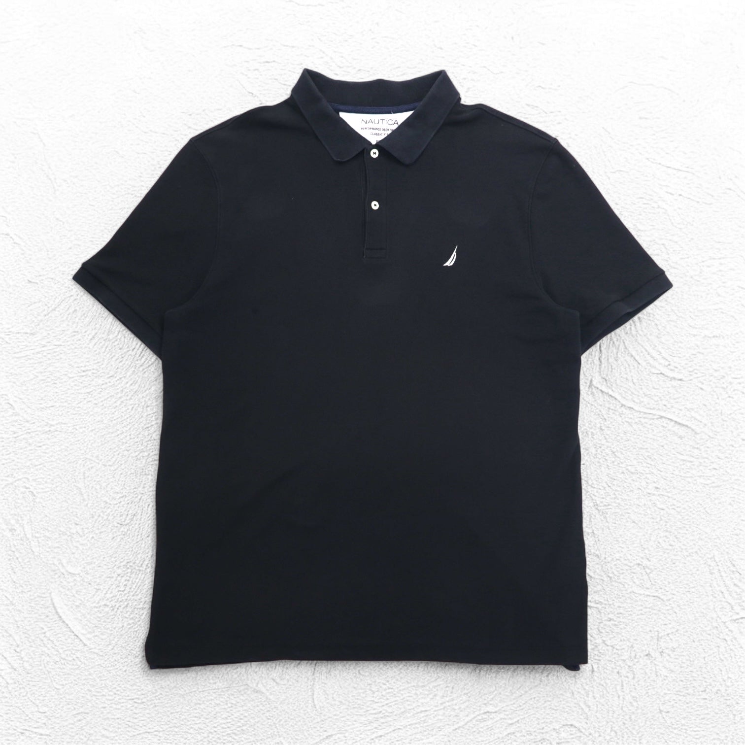 NAUTICA Polo Classica 2XL, nera, in piqué, con logo ricamato