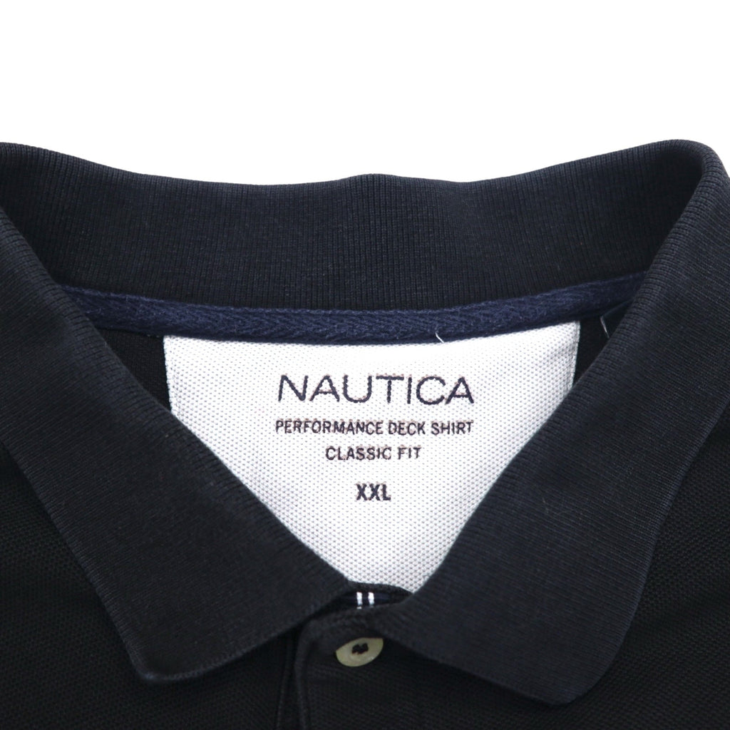 NAUTICA Polo Classica 2XL, nera, in piqué, con logo ricamato