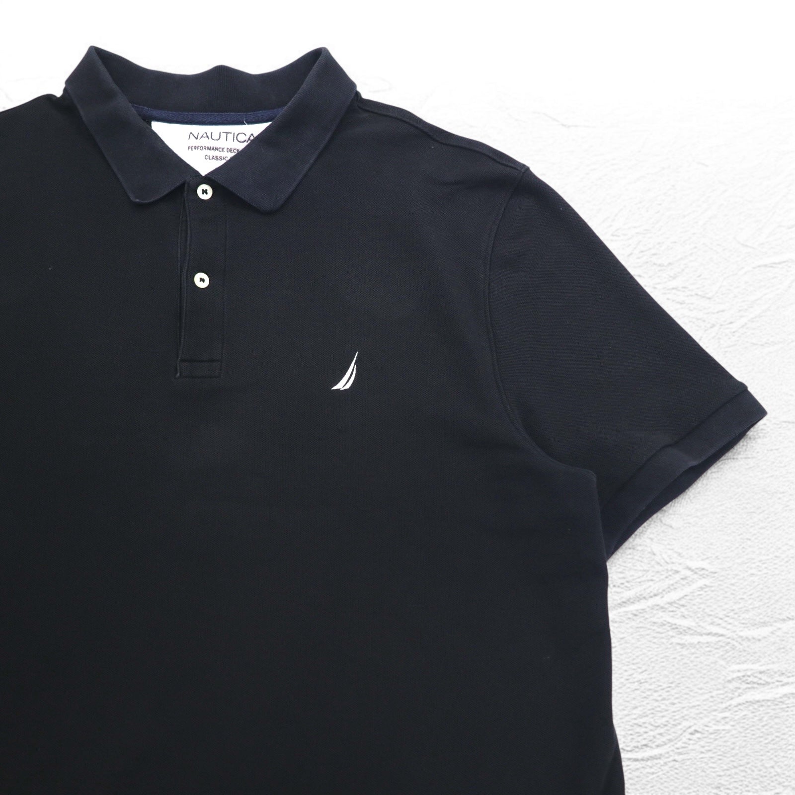NAUTICA Polo Classica 2XL, nera, in piqué, con logo ricamato