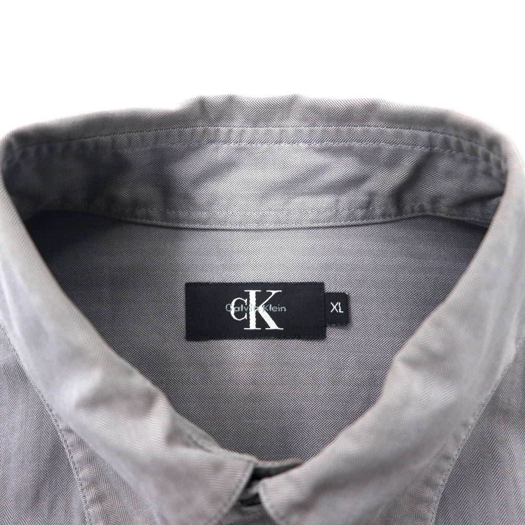 Camicia CK Calvin Klein a righe a spina di pesce XL grigia cotone