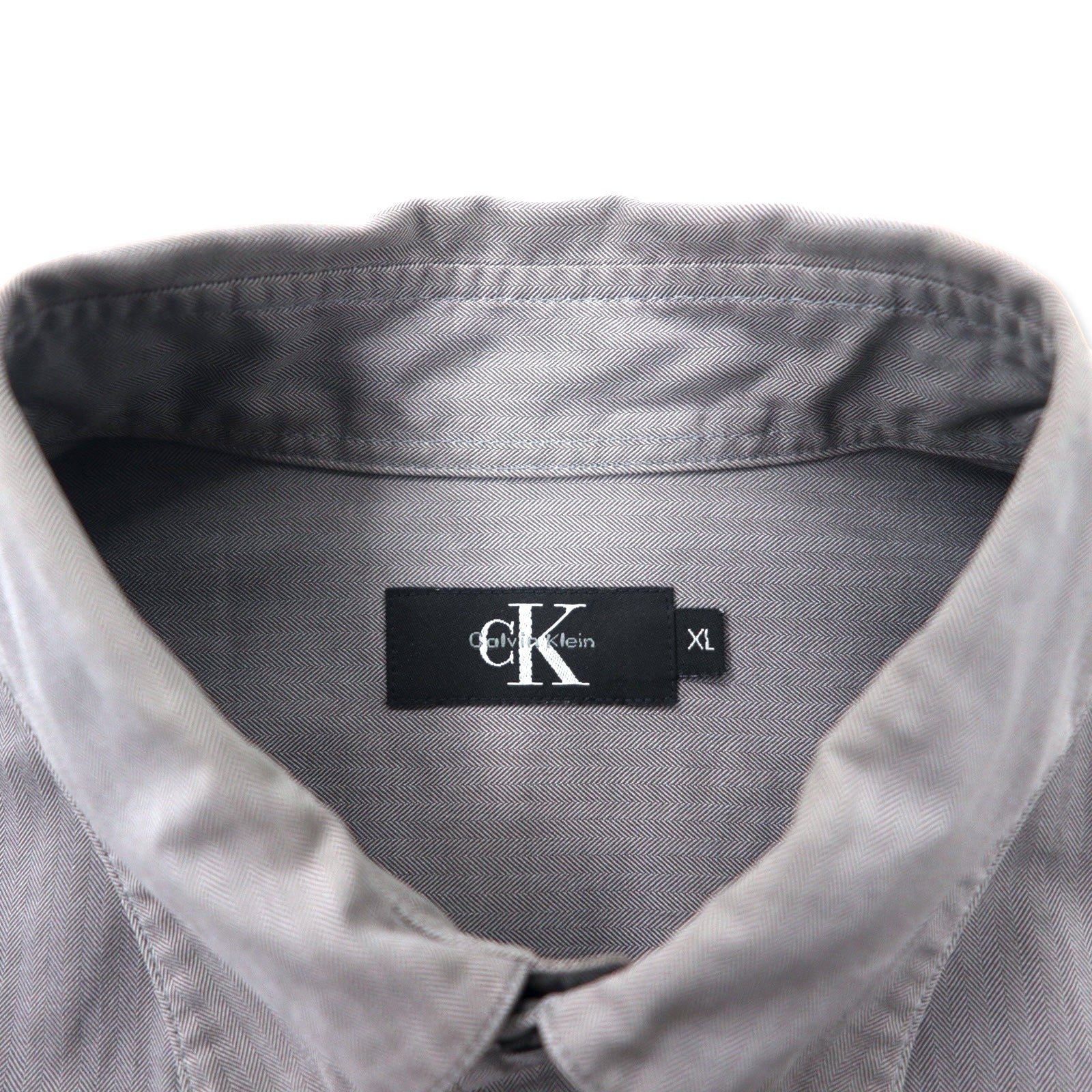 Camicia CK Calvin Klein a righe a spina di pesce XL grigia cotone