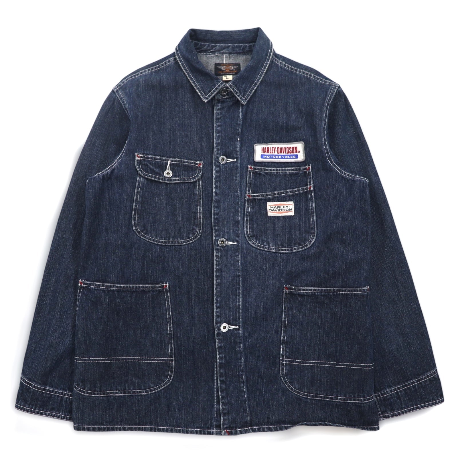 HARLEY DAVIDSON Salopette in denim L indaco blu cotone toppa