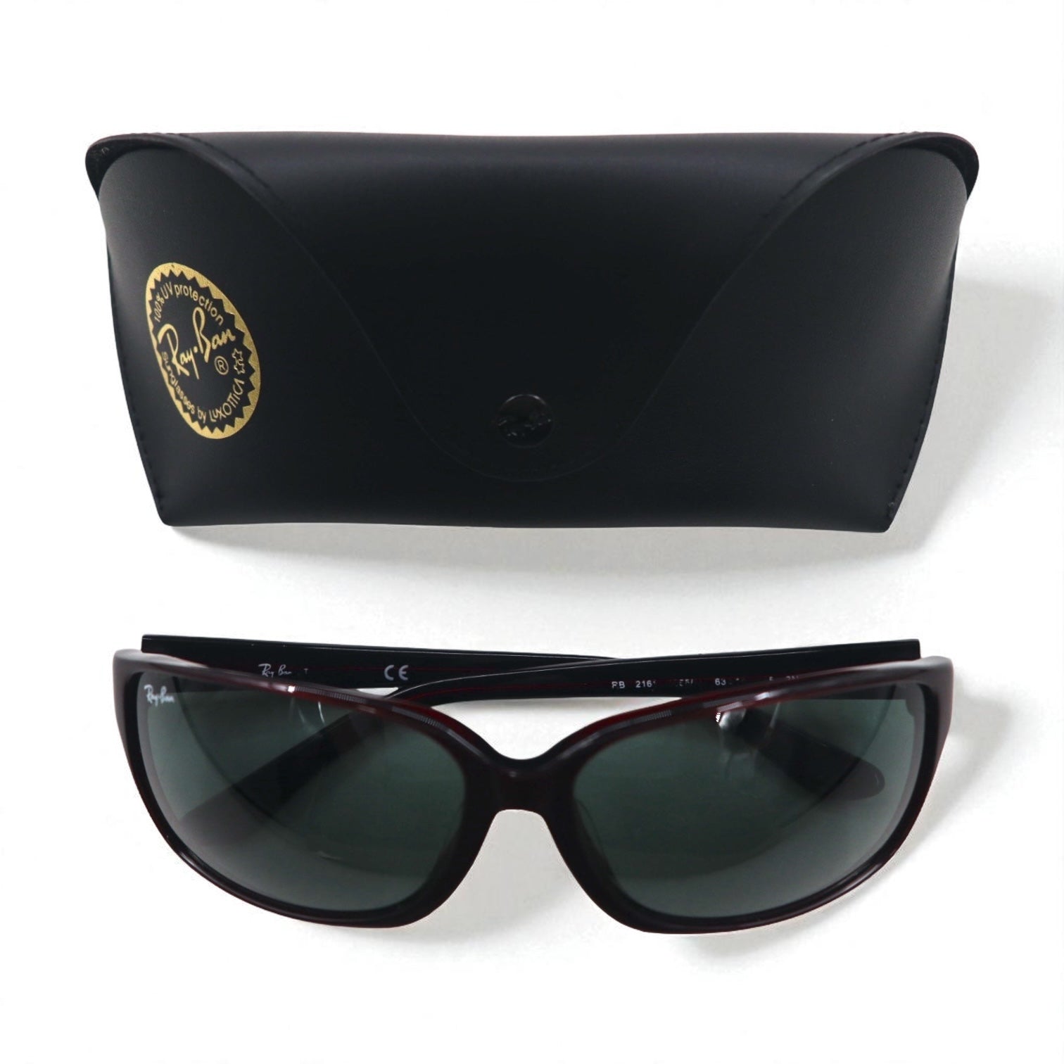 Ray-Ban Occhiali da Sole Quadrati con Montatura Grande Borgogna Plastica RB2161