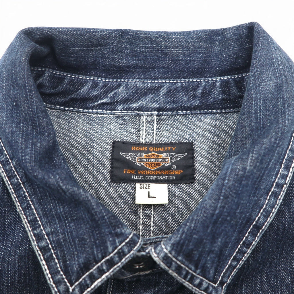 HARLEY DAVIDSON Salopette in denim L indaco blu cotone toppa