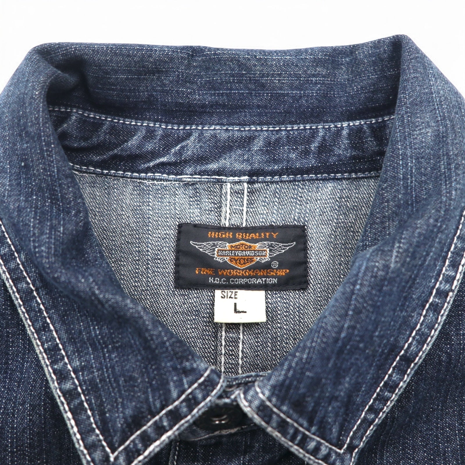 HARLEY DAVIDSON Salopette in denim L indaco blu cotone toppa
