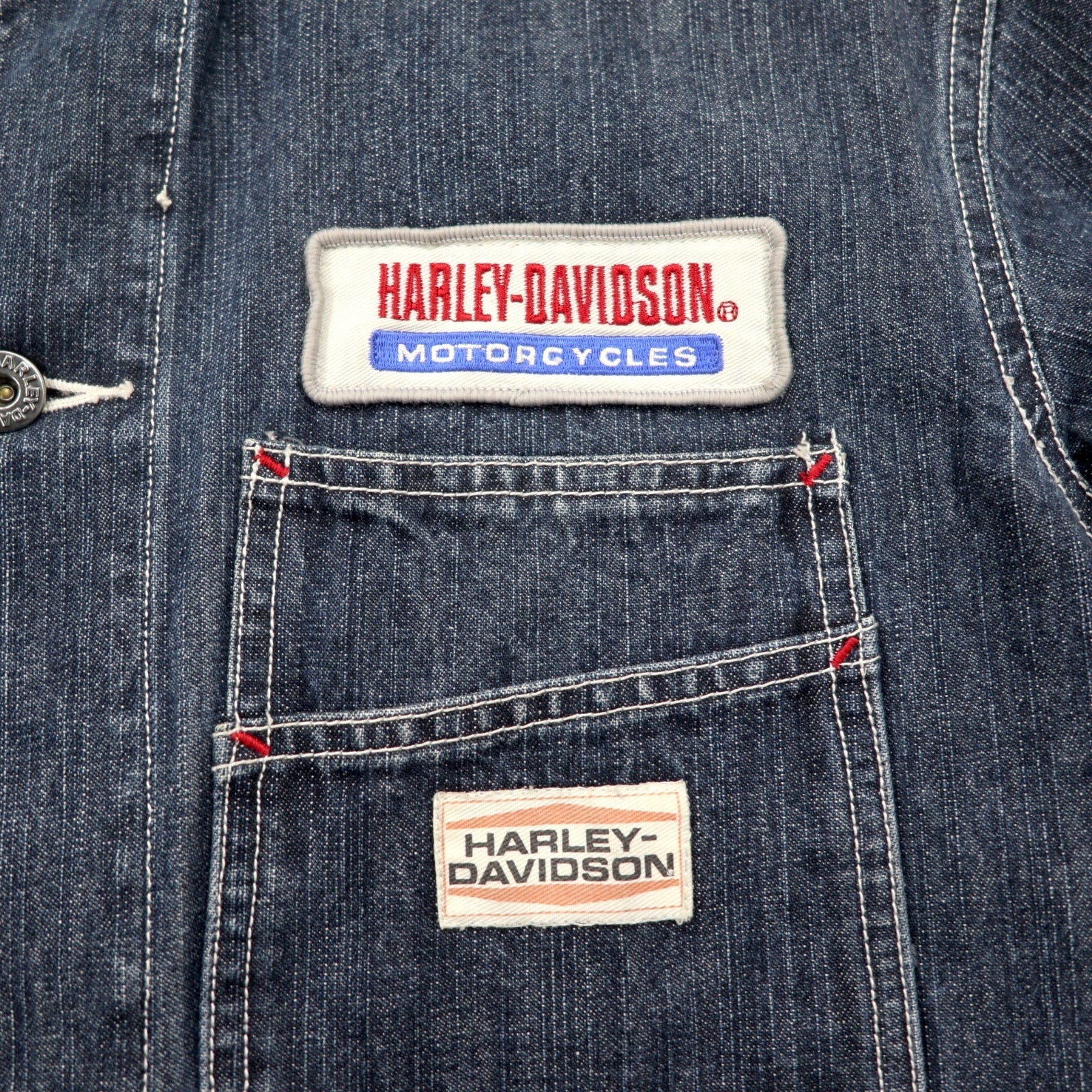 HARLEY DAVIDSON Salopette in denim L indaco blu cotone toppa