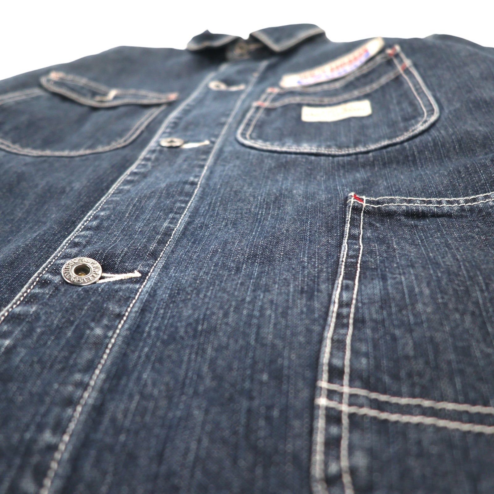 HARLEY DAVIDSON Salopette in denim L indaco blu cotone toppa