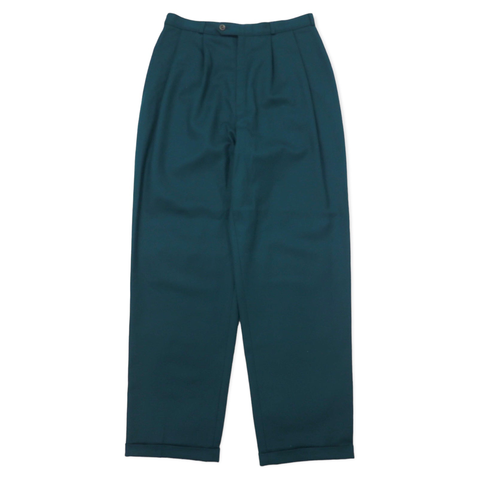 BOUTIQUE by Elegance S.A. Paris Made in West Germany Anni '80 Pantaloni ampi a due pinces 40 Lana Verde Vintage Europeo