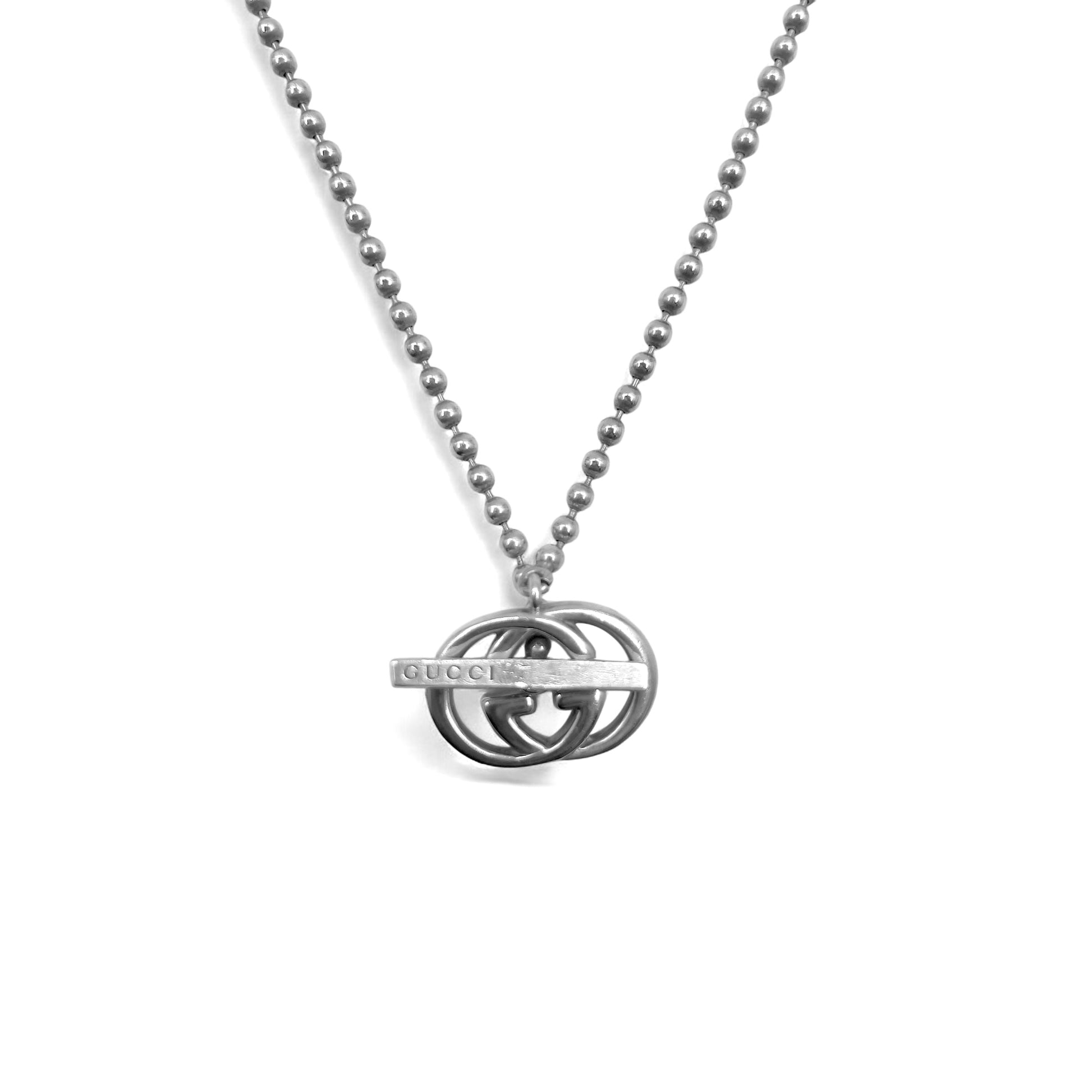 GUCCI Italy 2WAY Collana Bracciale Interlocking G Toggle Argento Catena a Sfera AG925